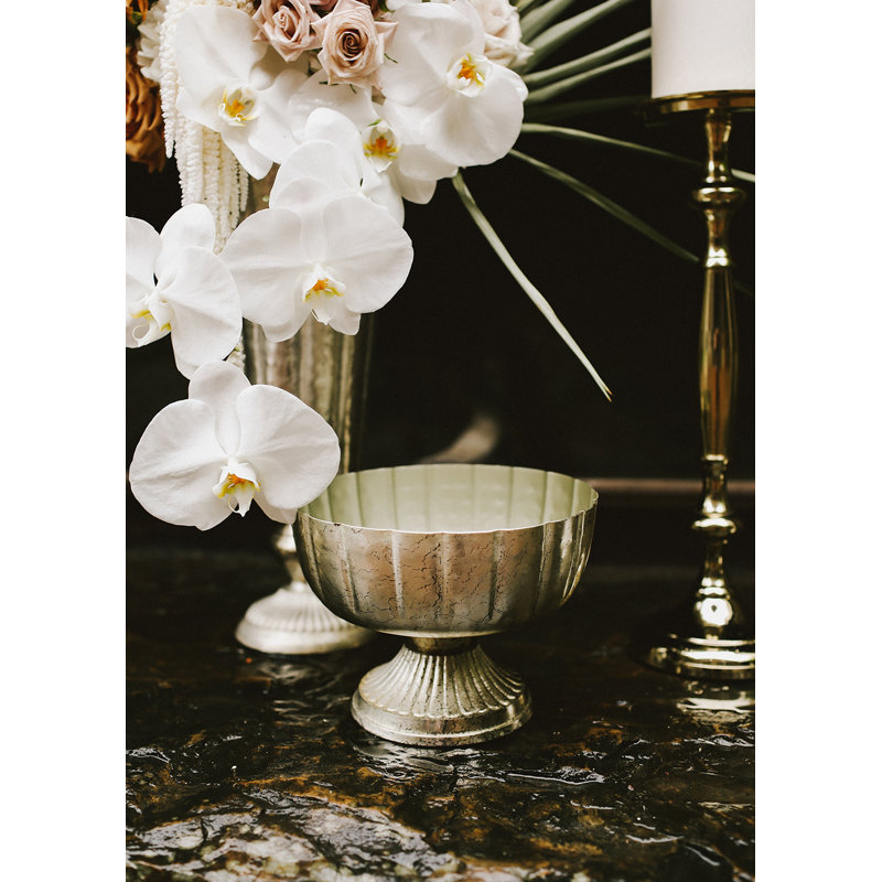 Ockton Handmade Metal Table Vase, Champagne, 5.75" H x 7.75" W x 7.75" D