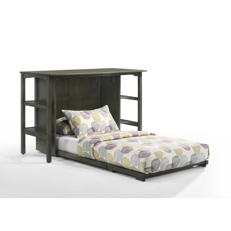 Solid Wood Murphy Storage Bed, Stonewash