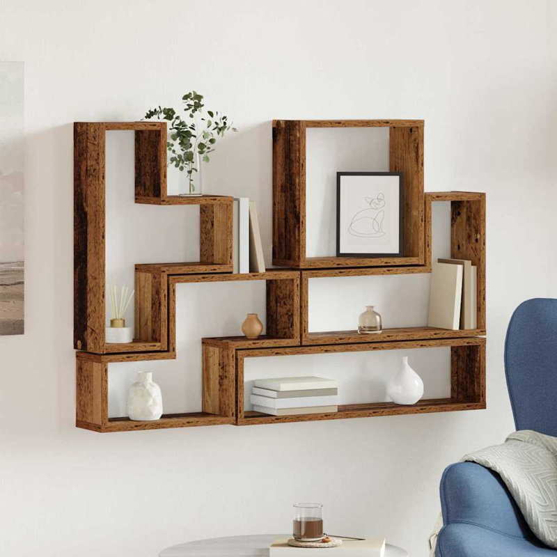 Wall Cube With Shelf 96 X 12 X 64 Cm Engineered Wood, Old Wood