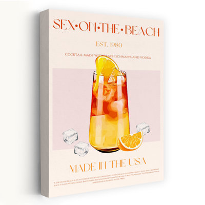Sex On The Beach Cocktail by Nazma Khokhar - Wrapped Canvas Print