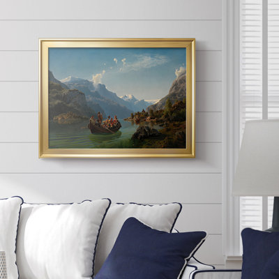 Brudeferd i Hardanger (Bridal Procession on the Hardangerfjord)-Adolph Tidemand & Hans Gude-Framed Gallery Wrapped Canvas-1848