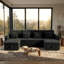 Très grand canapé-lit modulaire en U 107 po avec lit escamotable et chaises de rangement doubles, 107 po, noir-393066675