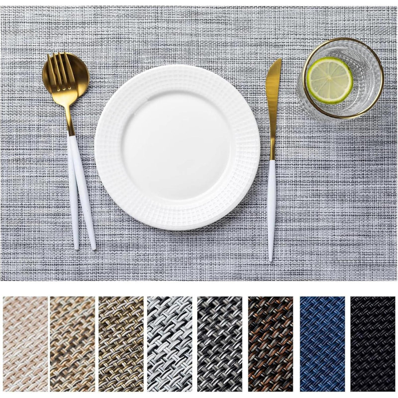Ensemble de 8 napperons tissés en plastique et en vinyle pour table de cuisine