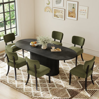 Extendable Dining Table with 4/6 Armless Chairs Set for Modern Kitchen & Living Room