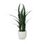 Fausse plante botanique Sanseveria en pot dans une jardinière en fibre de verre beige, hauteur de 47 pouces