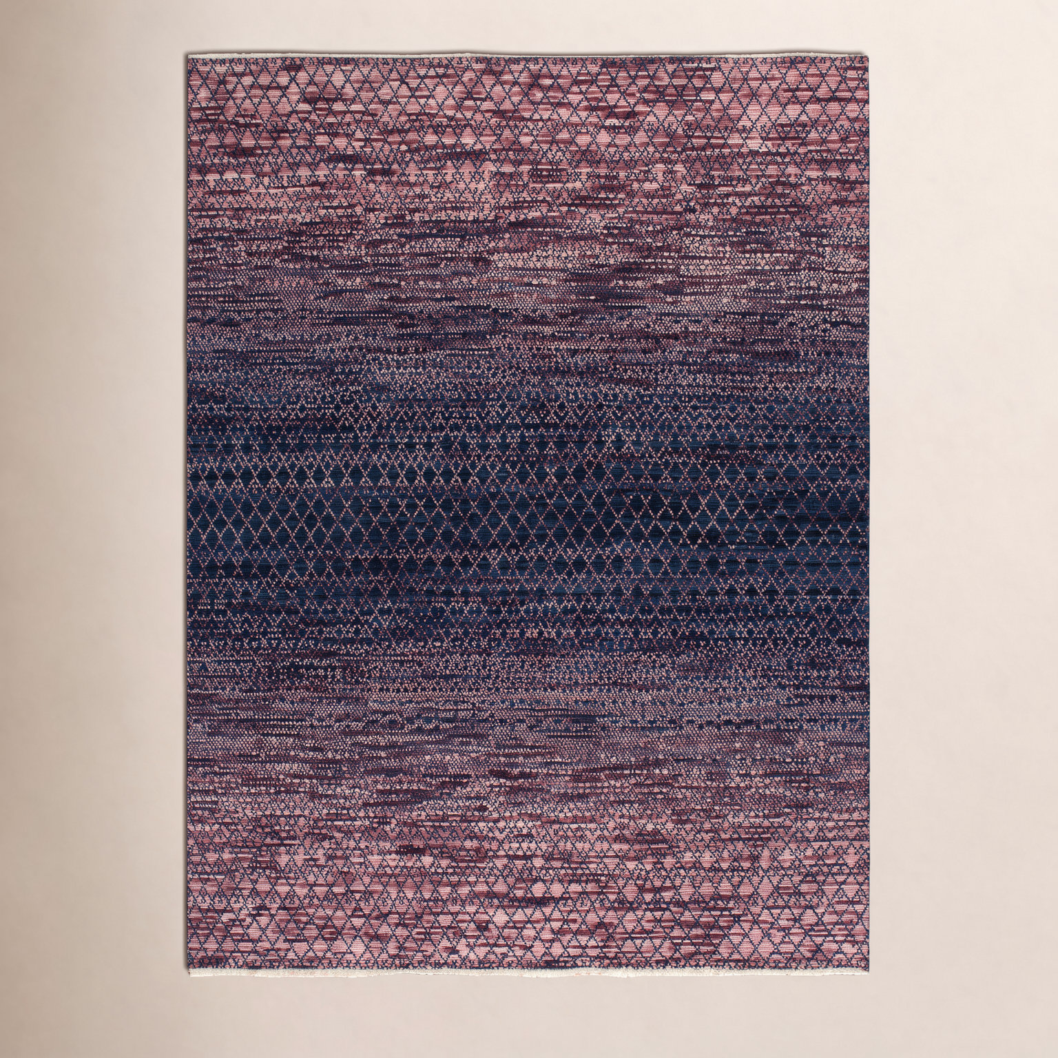 Bunbury Handmade Navy / Pink Rug, Rectangle 8' x 10'