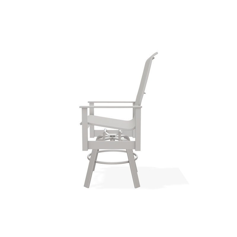 Fauteuil pivotant à hauteur de barre en polymère de qualité marine Leeward Sling, Gris chaleureux, Diacre, 30"