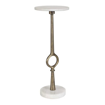 Agaria White Marble Cast Aluminum End Table