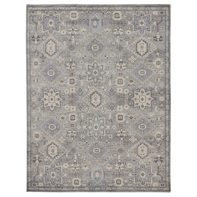 Tapis gris noué à la main Divine