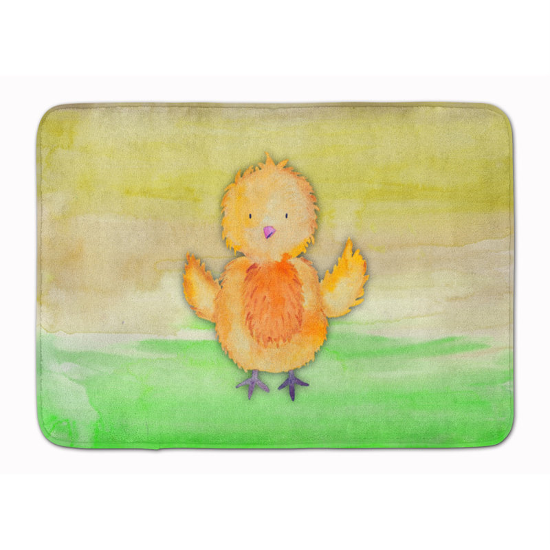 Tapis pour salle de bain en mousse à mémoire de poule en aquarelle de poulet Breanne