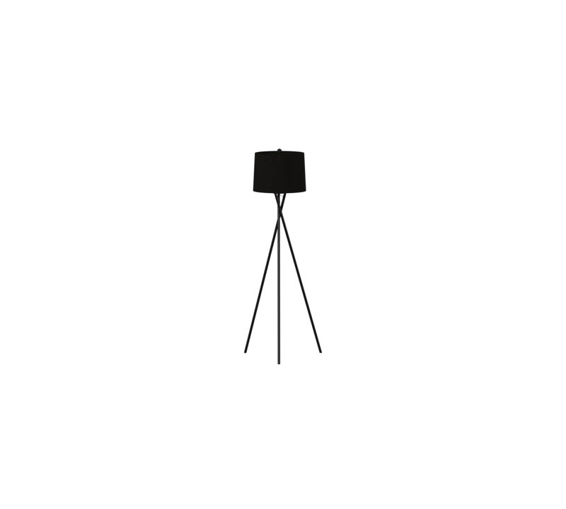 Sleek Tripod 61.5'' Black Floor Lamp with Cotton Shade