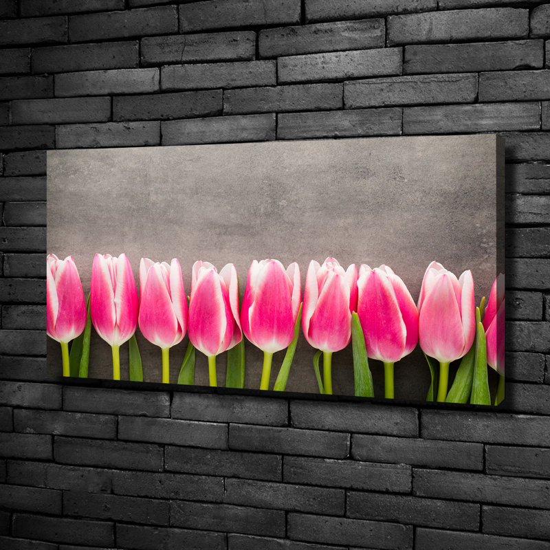 Pink Tulips - No Frame Print on Glass, 50cm H x 100cm W x 2cm D, Canvas