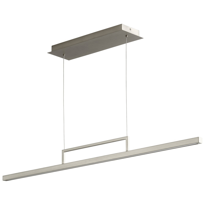 Luminaire suspendu linéaire à 1 lumière pour îlot de cuisine Gasperone, H 129,5 po x l 33 po x P 5,9 po, Nickel satiné