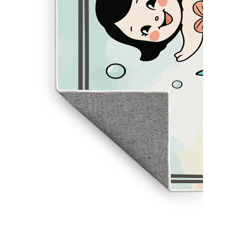 Tapis pour enfants East Urban Home Mermaids, Rectangulaire 2 pi x 3 pi