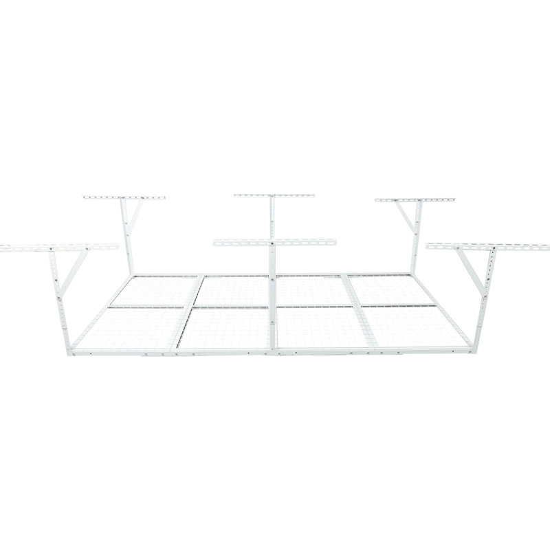 Support de rangement en métal blanc 4 x 8 pi, 600 lb Chargement, réglable de 22 po à 40 po pour maximiser les articles inutilisés