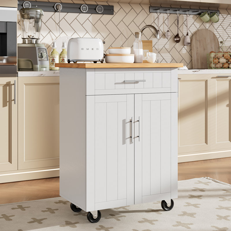 Chariot de cuisine pour îlot de cuisine avec rangement Alleah, Blanc