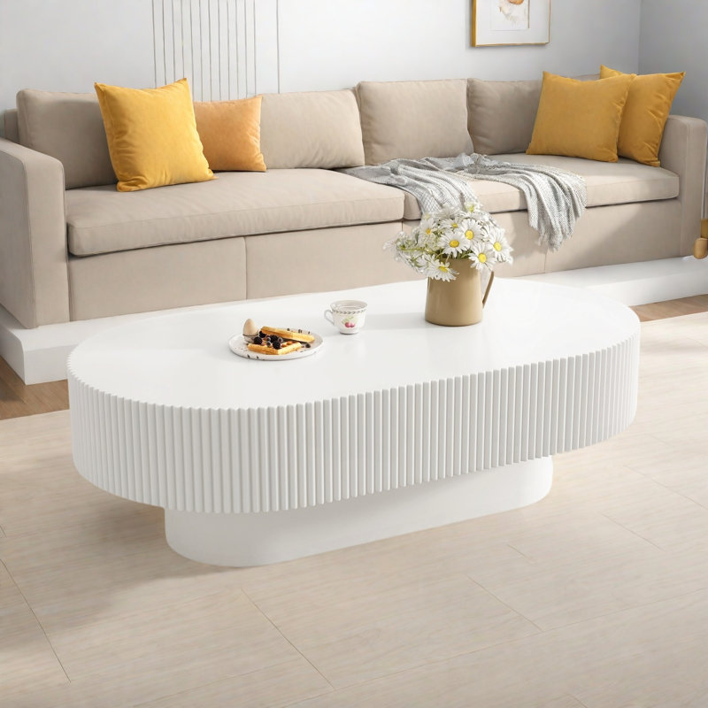 Oval Coffee Table, White-1
