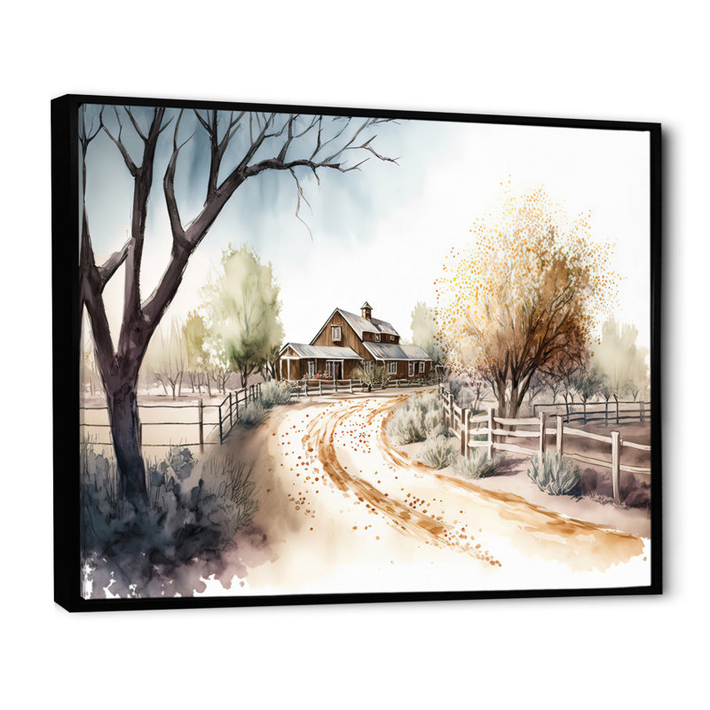 Welcome to the Ranch - Peinture sur toile, H 30 po x l 40 po x P 1,5 po, Cadre flottant noir