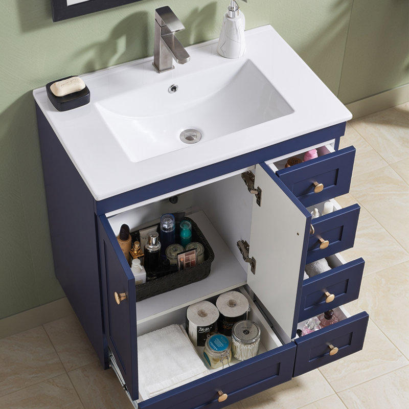 30'' Navy Blue Modern Free-Standing Single Bathroom Vanity Set