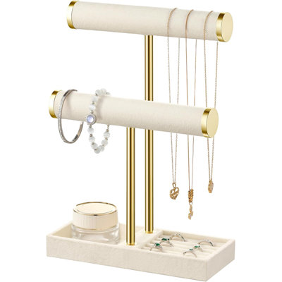 2 Tier Bracelet Holder Display - Detachable T Bar Black Velvet Bracelet Holder