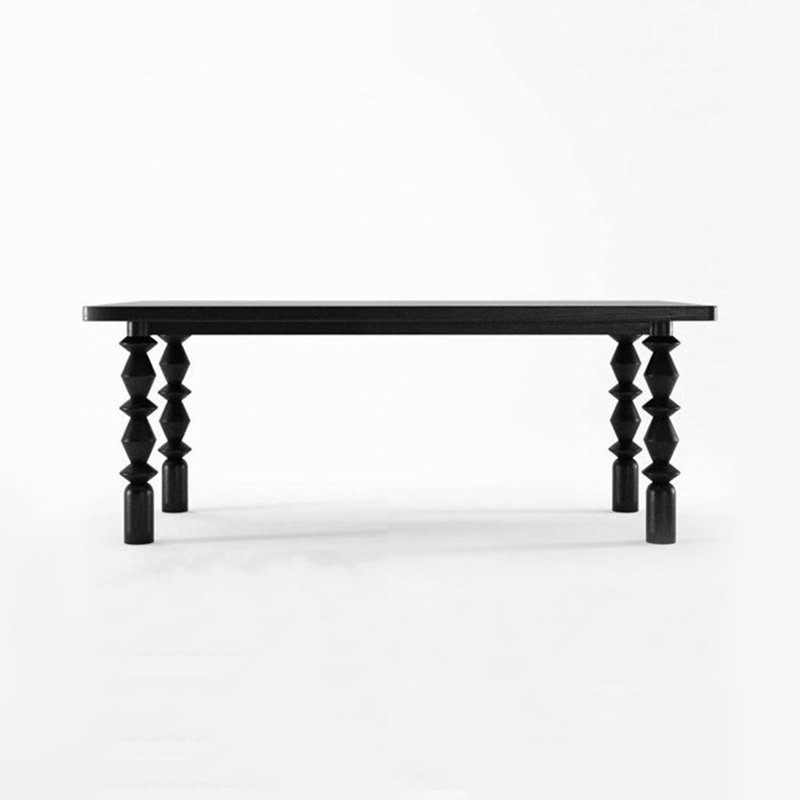 Rectangular Solid Wood Dining Table, Black, 29.53"H x 70.87"L x 31.5"W