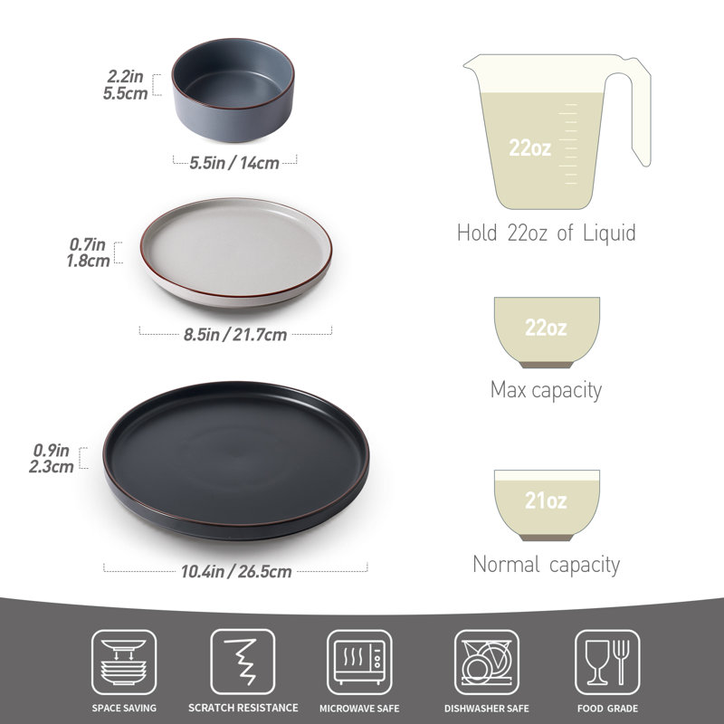 Bevery Piece Stoneware Dinnerware Set - Service for 4, Multi-color