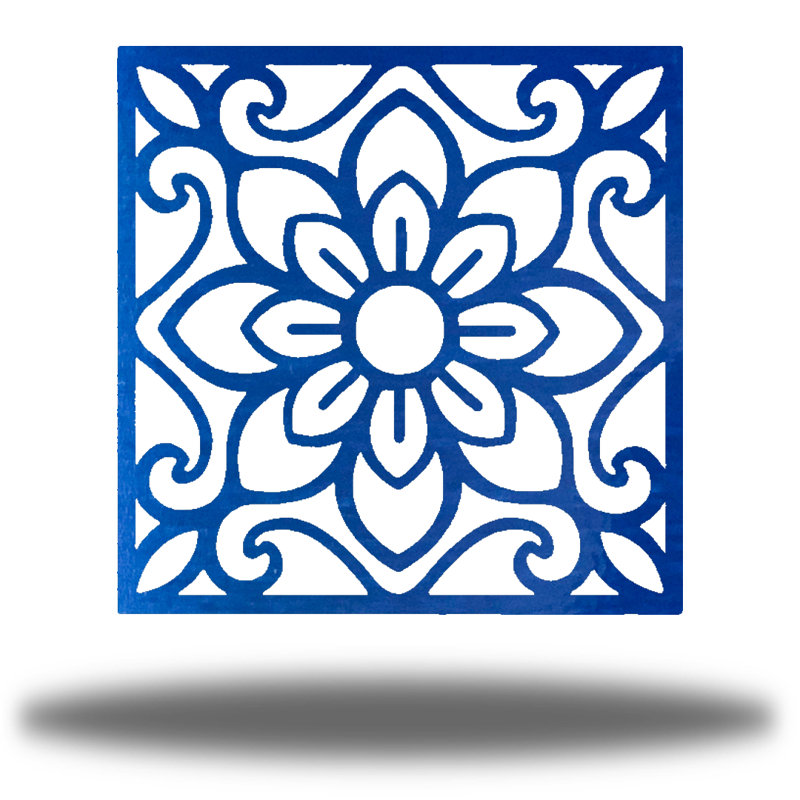 Décoration murale Mandala, Bleu, H 18 po x l 18 po x P 0,06 po