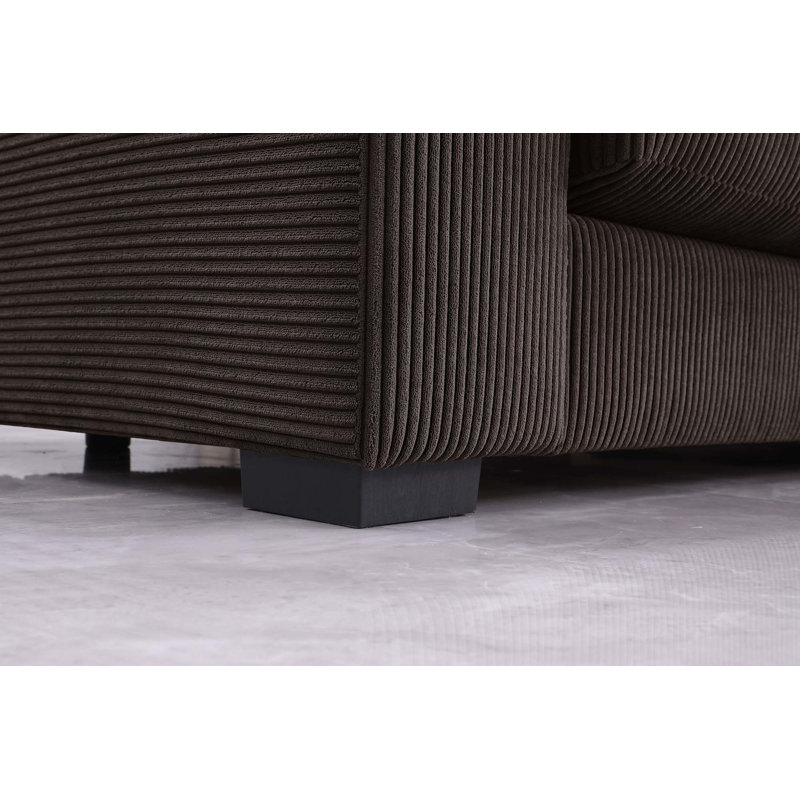 Canapé modulaire 2 pièces rembourré, Velours côtelé brun foncé