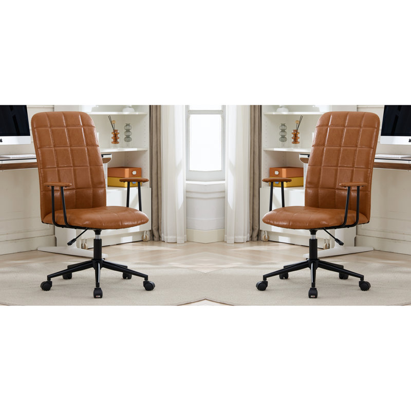 Fauteuil de direction antique à haut dossier avec hauteur réglable et pivotement à 360 degrés, revêtement en similicuir, accoudoirs et base à cinq branches