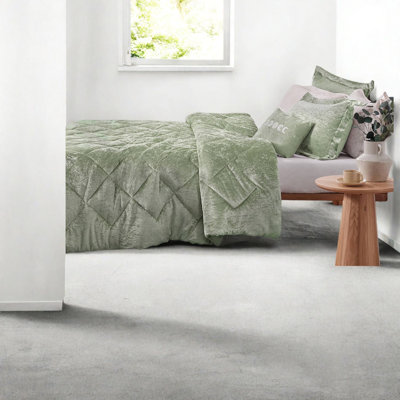 Luxurious Velvet Bedding Sets, Green Twin Xl With Decorative Pillow For Home