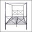 Structure de lit à baldaquin en métal robuste avec design en forme de X, sans sommier, idéal pour le rangement sous le lit et l'esthétique rétro-1671186175