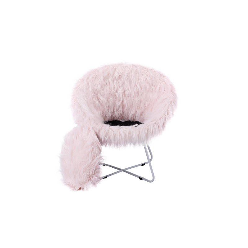 Chaise Papasan de 29,92 po de largeur, Fausse fourrure rose, Blanc