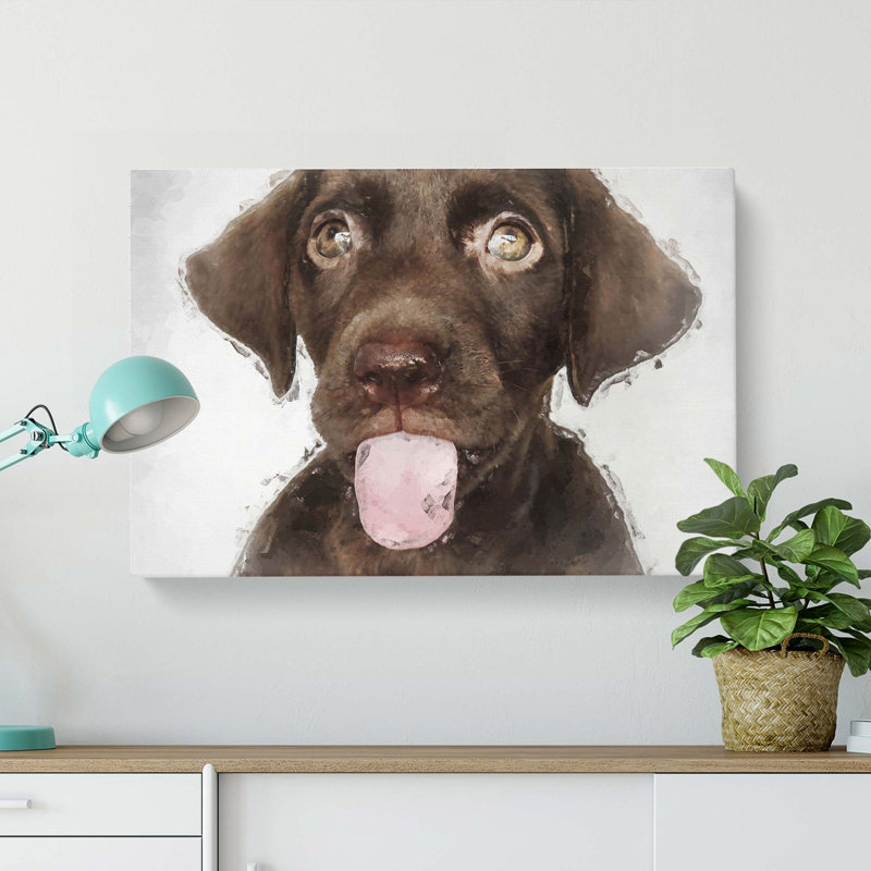 Chocolate Labrador Puppy in Abstract - Wrapped Canvas, 35cm H x 50cm W x 3cm D