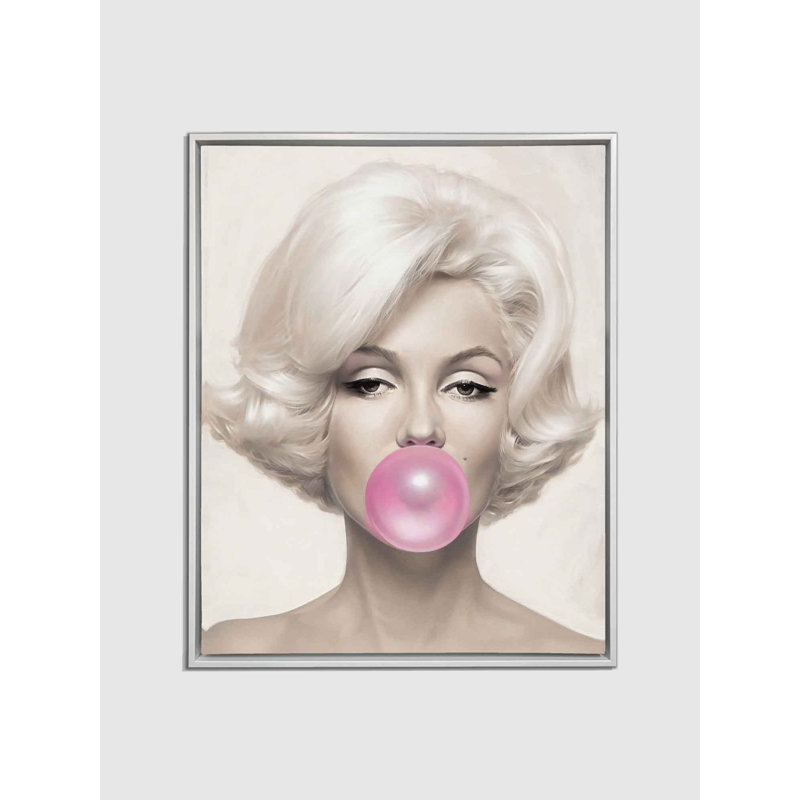 " Marilyn In Pink ", White Floater Framed