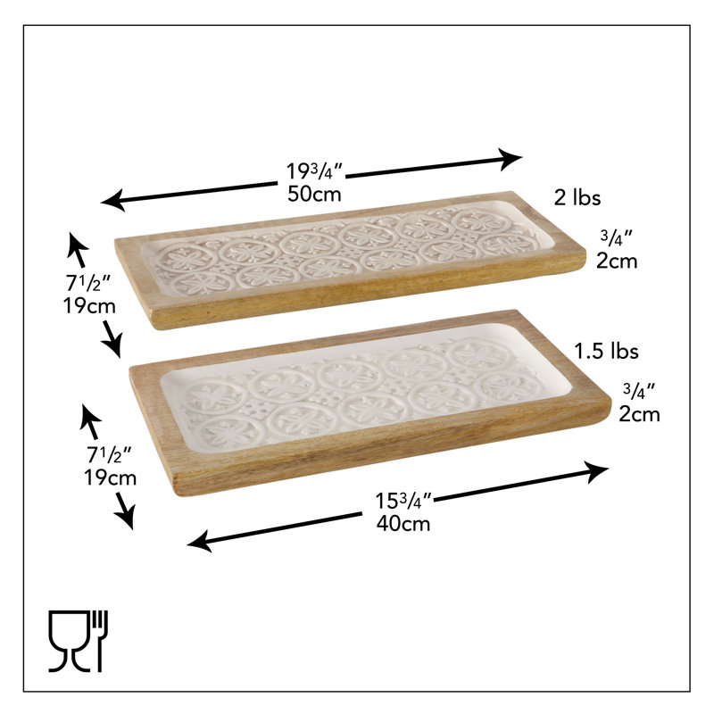 Solid Wood Tray - Set of 2