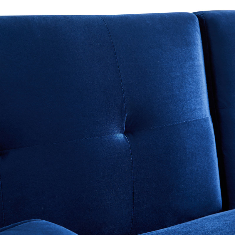 Allman 65.3'' Upholstered Convertible Sofa, Navy Velvet