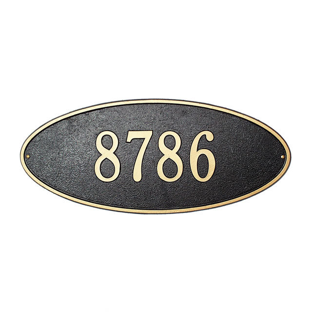 Plaque d'adresse murale sur 1 ligne Madison, Oui, Noir et or