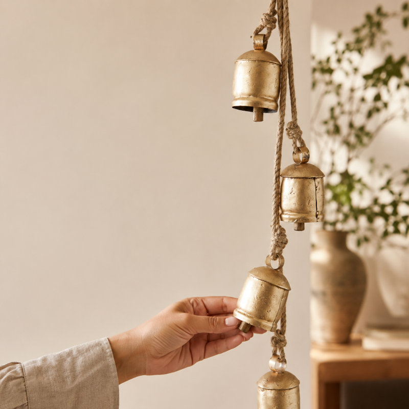 Kristen Metal Decorative Door Hanging Bells, Gold