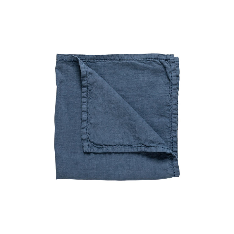 Serviette Ajour Luisa 100% lin, Denim Escuro