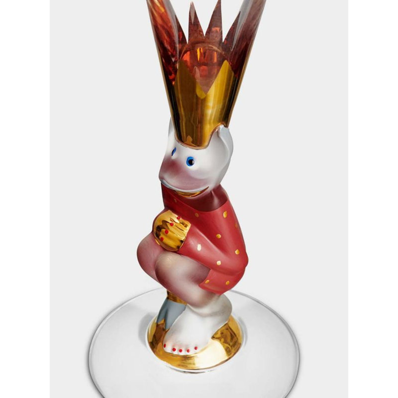 Sparkling Devil 6.5oz. Flute, Red/Clear/Gold
