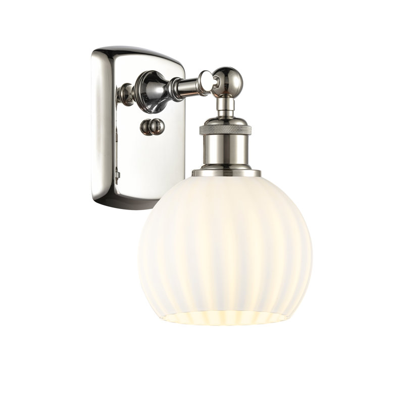 Berendina Steel Armed Sconce, 9" H x 6" W x 7.13" D, Polished Nickel