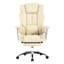 Chaise de bureau beige avec repose-pieds - Cuir respirant, ergonomique, inclinable pour les grands et les grands