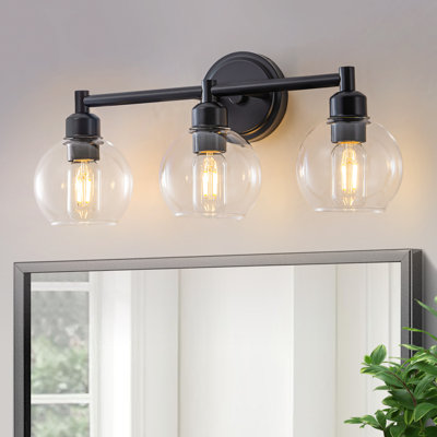 3-Light Dimmable Clear Glass Globe Vanity Light