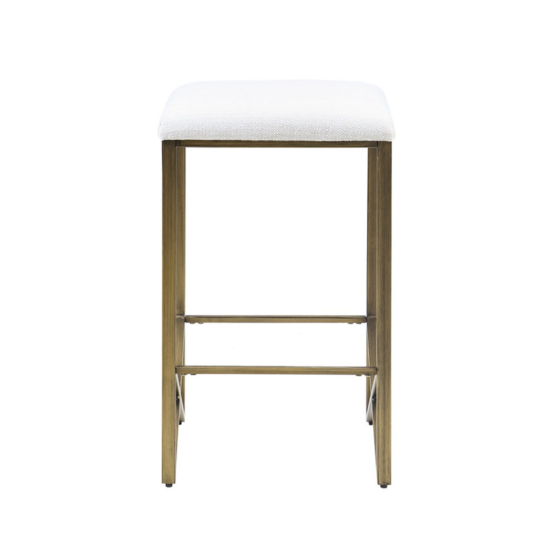 Tabouret de comptoir rembourré sans dossier de 26 po - Moderne et chic. Base en métal bronze, siège rembourré. Assemblage requis, finition de la base de l'assise en boîte, Économie d'espace requis