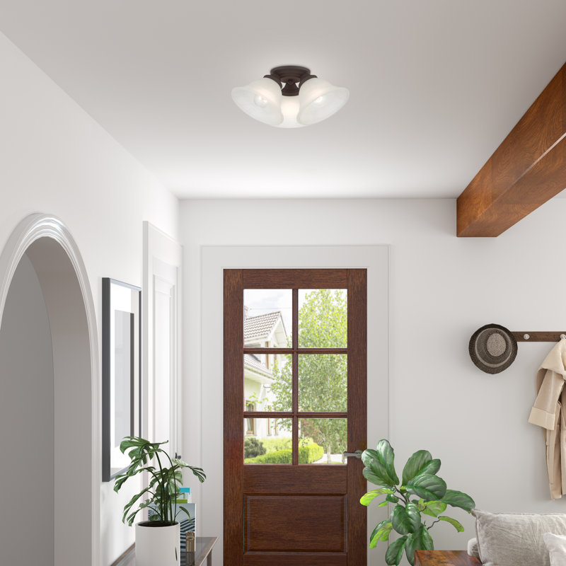 Owasso Glass Flush Mount, Bronze, Gray Marble