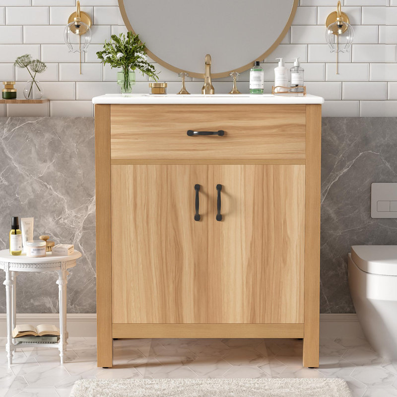 Meuble-lavabo en bois 30 po avec structure en bois massif, 30"