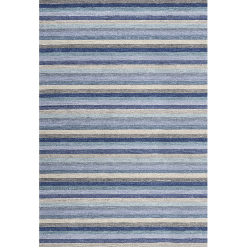 Jazzy Handmade Wool Blue/Indigo Rug, Rectangle 8'6" x 12'6"