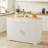 Prow Kitchen Island with Drawer, Adjustable Shelves & Trash Can-1052607641