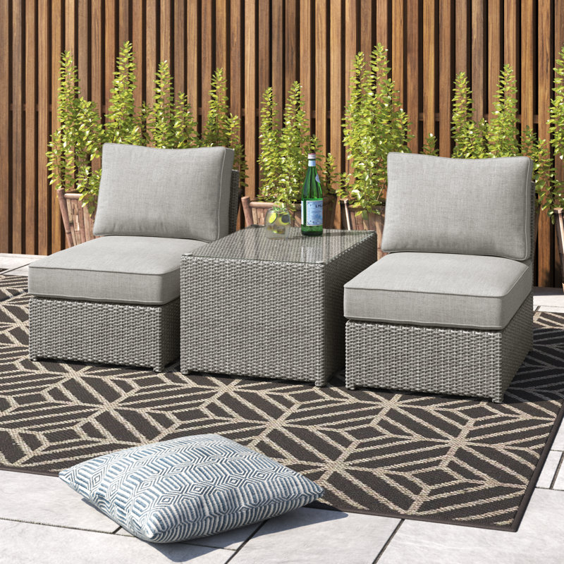Athelene Rattan Wicker Fully Assembled 2 - Person Seating Group with Cushions