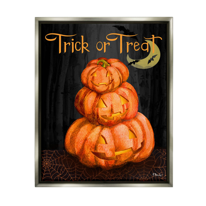 Jack-o-lanterne d'Halloween «Trick or traiter» par Paul Brent - impression sur bois, H 31 po x l 25 po x P 1,7 po